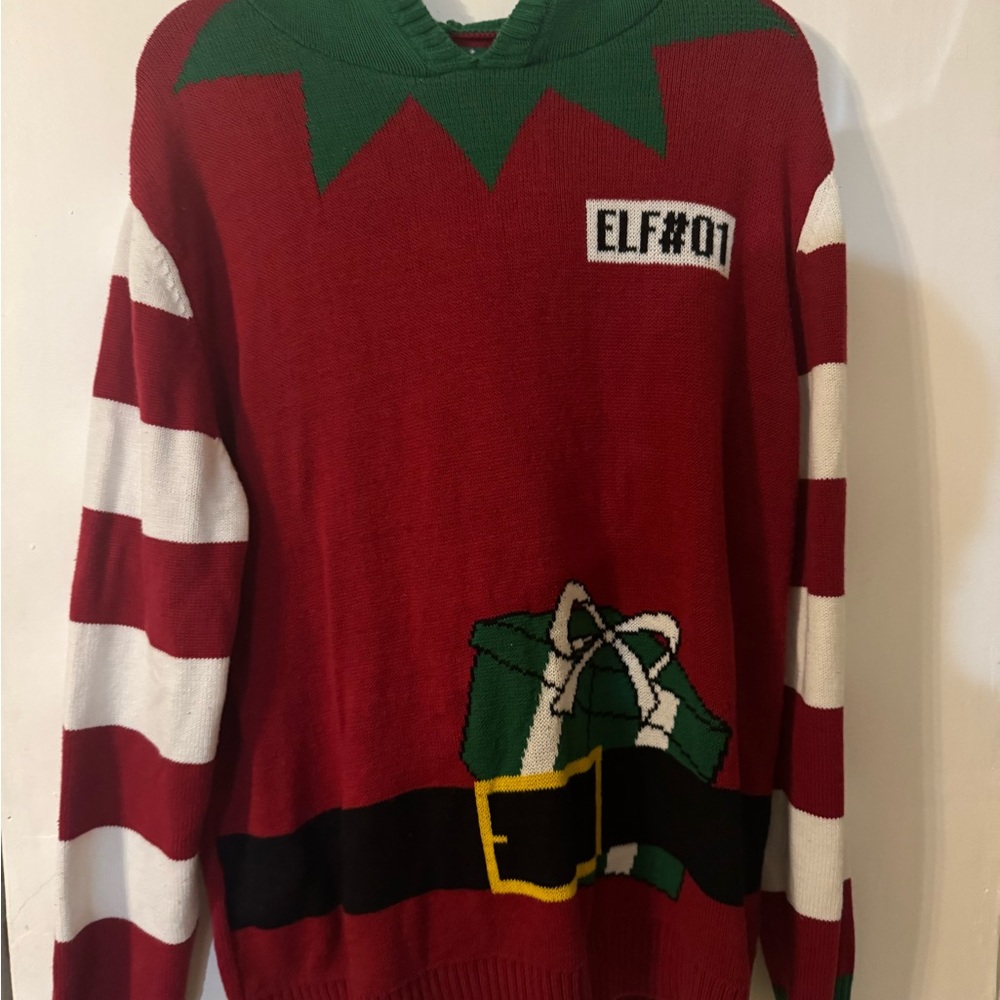 Festive Red Elf Sweater